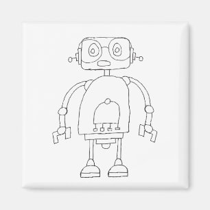Hand Drawn Smart Simple Robot Drawing Magnet