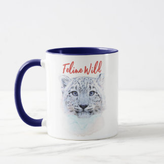 Hand Drawn Snow Leopard Mug "Feline Wild"