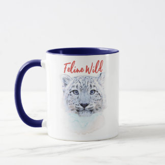 Hand Drawn Snow Leopard Mug "Feline Wild"