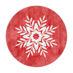 Hand Drawn Snowflake, Abstract Watercolor Cutting Board