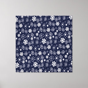 Hand Drawn Snowflake Blizzard With Navy Classic Bl Canvas Print