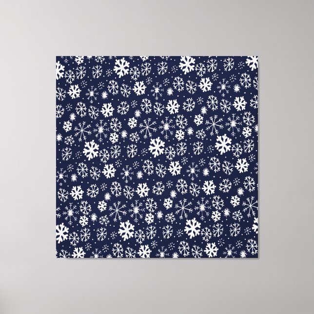 Hand Drawn Snowflake Blizzard With Navy Classic Bl Canvas Print (Front)