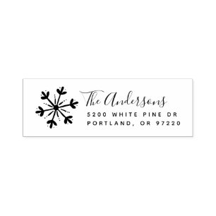 Hand-Drawn Snowflake Holiday Return Address Self-inking Stamp