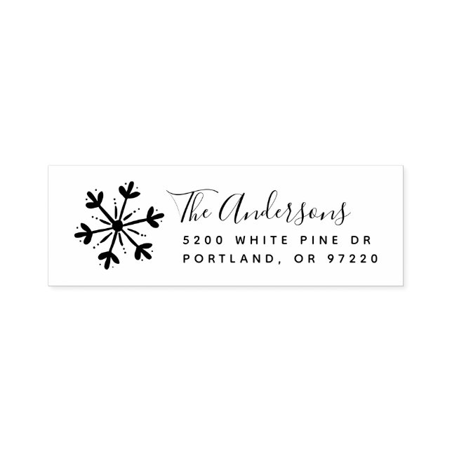 Hand-Drawn Snowflake Holiday Return Address Self-inking Stamp (Design)