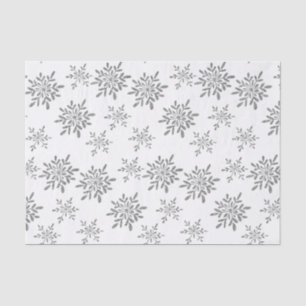 Hand Drawn Snowflakes Silver Glitter Holiday Tissue Paper