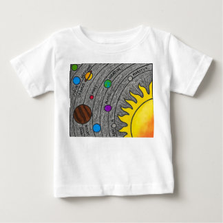 Hand-Drawn Solar System Art – Colourful Space Lear Baby T-Shirt