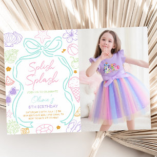 Hand Drawn Splish Splash Summer Birthday Invitation