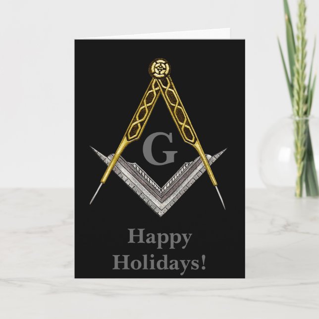 Hand Drawn Square and Compass Holiday Card (Front)