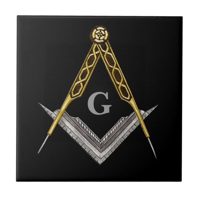 Hand Drawn Square and Compass Tile (Front)