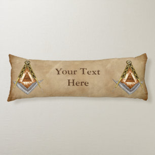 Hand Drawn Square and Compass With All Seeing Eye Body Pillow