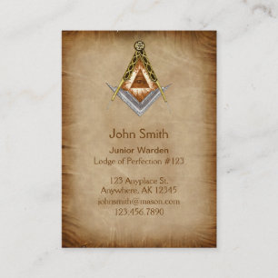 Hand Drawn Square and Compass With All Seeing Eye Business Card