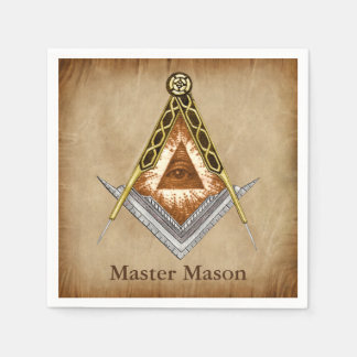 Hand Drawn Square and Compass With All Seeing Eye Napkin