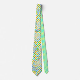 Hand Drawn Squares & Contrasting Stripes Necktie