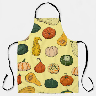 Hand-drawn squashes, seamless vegetable pattern. apron