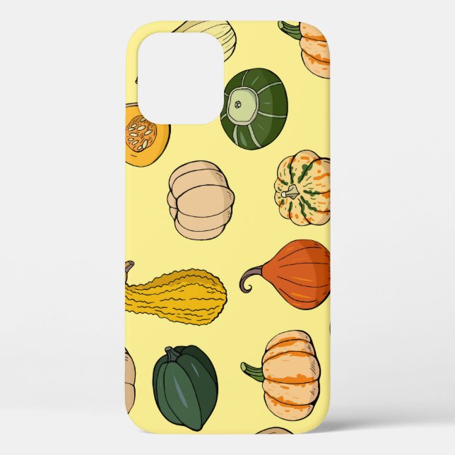 Hand-drawn squashes, seamless vegetable pattern. Case-Mate iPhone case (Back)