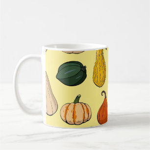 Hand-drawn squashes, seamless vegetable pattern. coffee mug