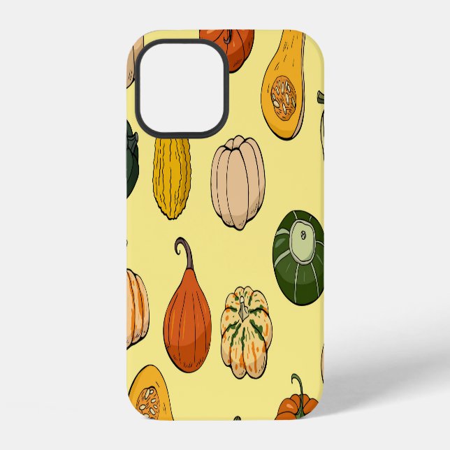 Hand-drawn squashes, seamless vegetable pattern. iPhone case (Back)