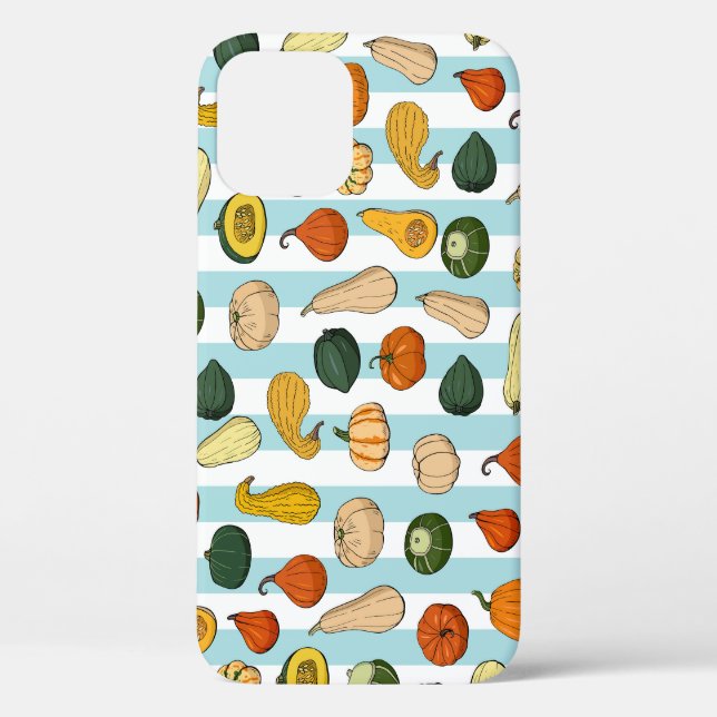 Hand-drawn squashes, striped seamless background. Case-Mate iPhone case (Back)