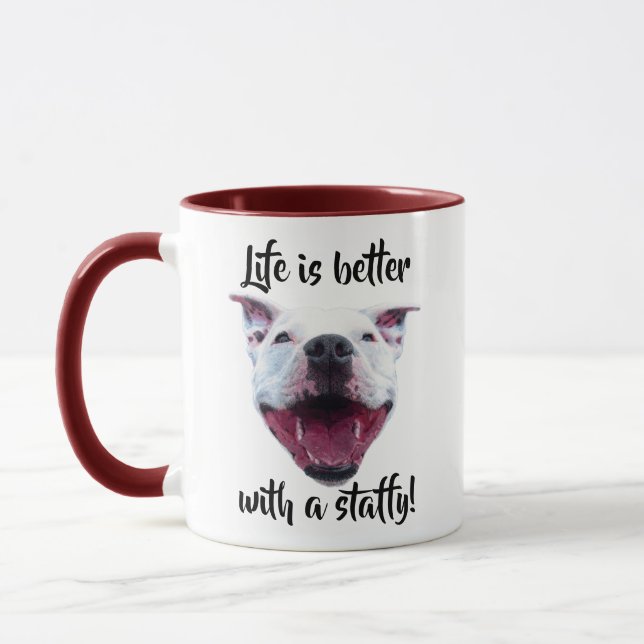 Hand Drawn Staffordshire Bull Terrier Mug (Left)