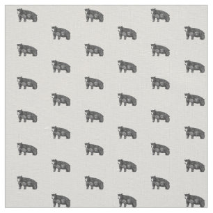 Hand-drawn Standing Black Bear Fabric