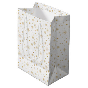 Hand-drawn stars and snowflakes medium gift bag