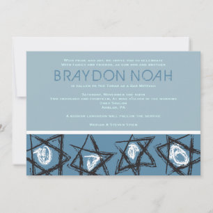 HAND-DRAWN STARS Bar Bat Mitzvah Invitation
