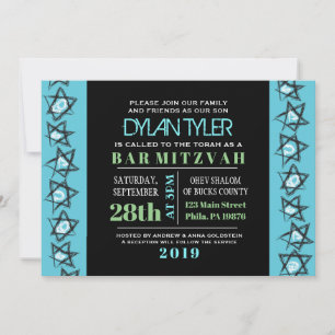 HAND-DRAWN STARS Bar Bat Mitzvah Invitation