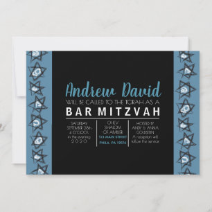 HAND-DRAWN STARS Bar Bat Mitzvah Invitation
