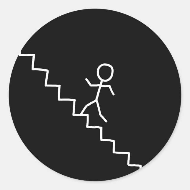 Hand drawn stick man on the stairs sticker (Front)
