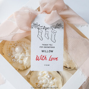 Hand Drawn Stockings Merry Little Baby Shower Gift Tags