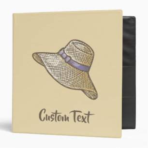 Hand Drawn Straw Hat Beige Binder