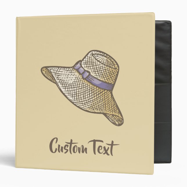 Hand Drawn Straw Hat Beige Binder (Front/Inside)
