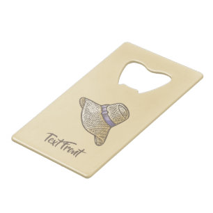 Hand Drawn Straw Hat Beige Credit Card Bottle Opener
