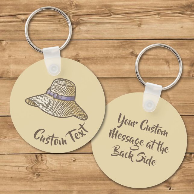 Hand Drawn Straw Hat Beige Keychain (Creator Uploaded)