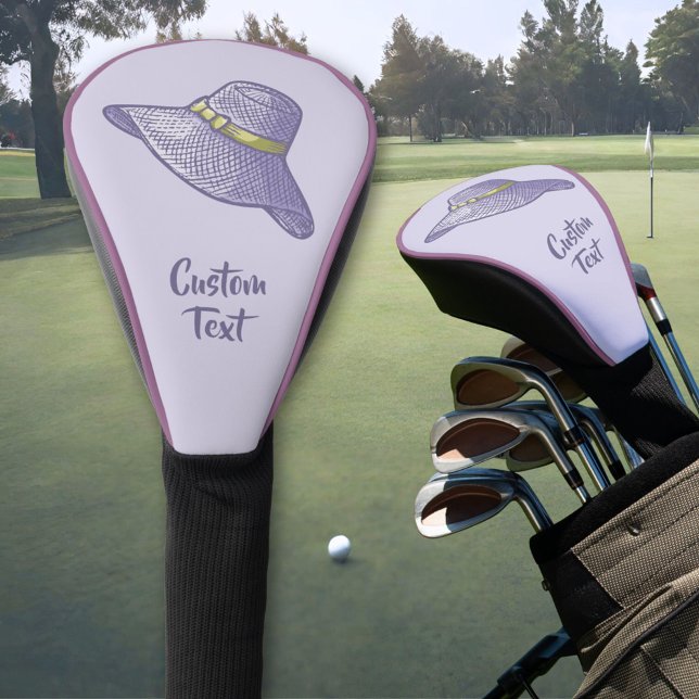 Hand Drawn Straw Hat Lilac Golf Head Cover (Creator Uploaded)