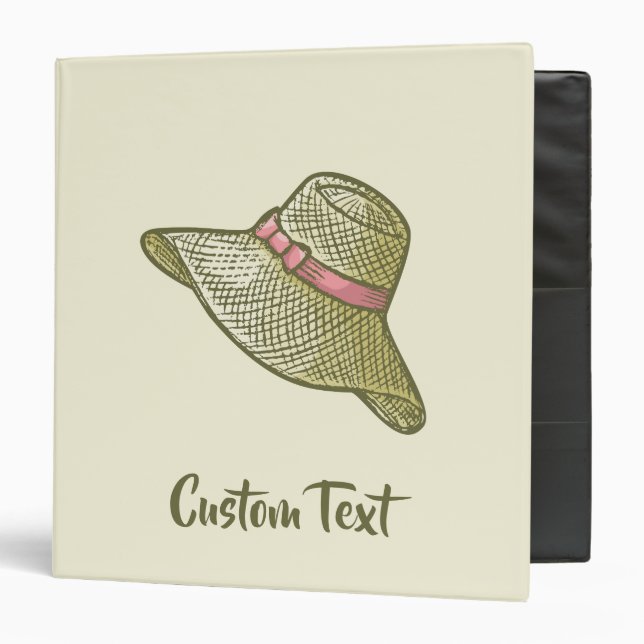 Hand Drawn Straw Hat Yellow Binder (Front/Inside)