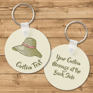 Hand Drawn Straw Hat Yellow Keychain