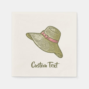 Hand Drawn Straw Hat Yellow Napkin