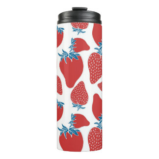 Hand Drawn Strawberry Vintage Pattern Thermal Tumbler