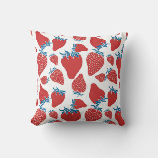 Hand Drawn Strawberry Vintage Pattern Throw Pillow