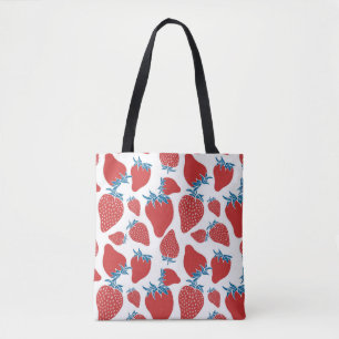 Hand Drawn Strawberry Vintage Pattern Tote Bag