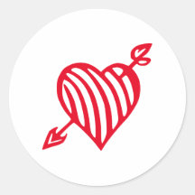 Hand-Drawn Striped Heart with Arrow Design