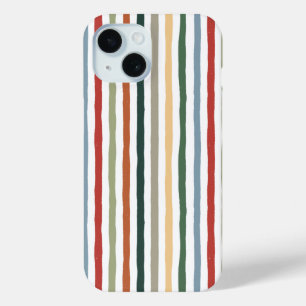 Hand-drawn stripes in art nouveau-inspired colours iPhone 15 case