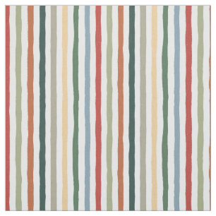 Hand-Drawn Stripes in Art Nouveau Shades Fabric