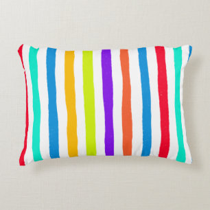 Hand-drawn stripes in bright pop art colours accent pillow