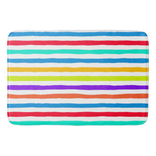 Hand-drawn stripes in bright pop art colours bath mat