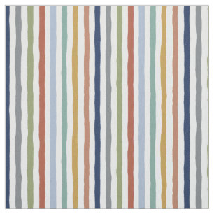 Hand-Drawn Stripes in Impressionist Shades Fabric