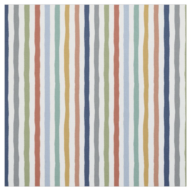 Hand-Drawn Stripes in Impressionist Shades Fabric (Swatch)