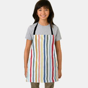 Hand-drawn stripes in mid century modern colours apron
