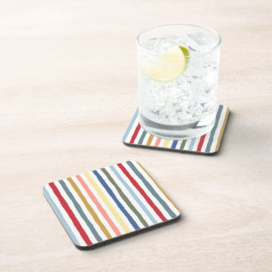 Hand-drawn stripes in mid century modern colours coaster